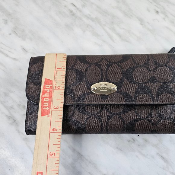 Coach Brown Signature Coated Canvas Long Wallet - Picture 9 of 10
